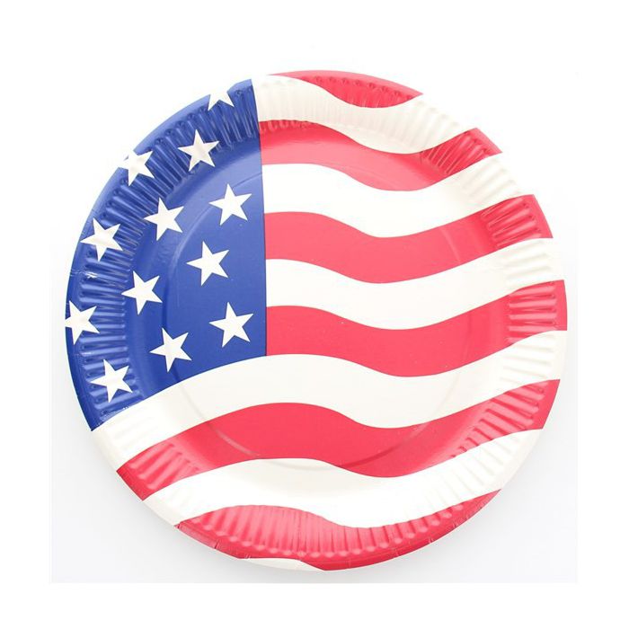 assiette en carton motif usa lot de 10