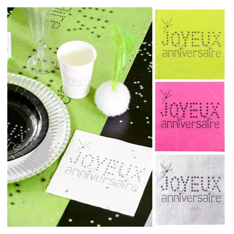 Lot De Serviettes Jetables Theme Joyeux Anniversaire