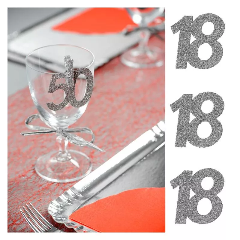 Gros Confetti Anniversaire Argent 18 Ans X6 Decoration De Table