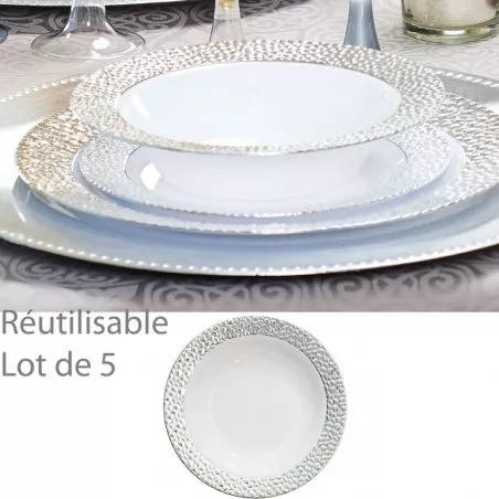 Assiette Creuse Réutilisable Economique PS Blanc Ø22cm (30 Utés)