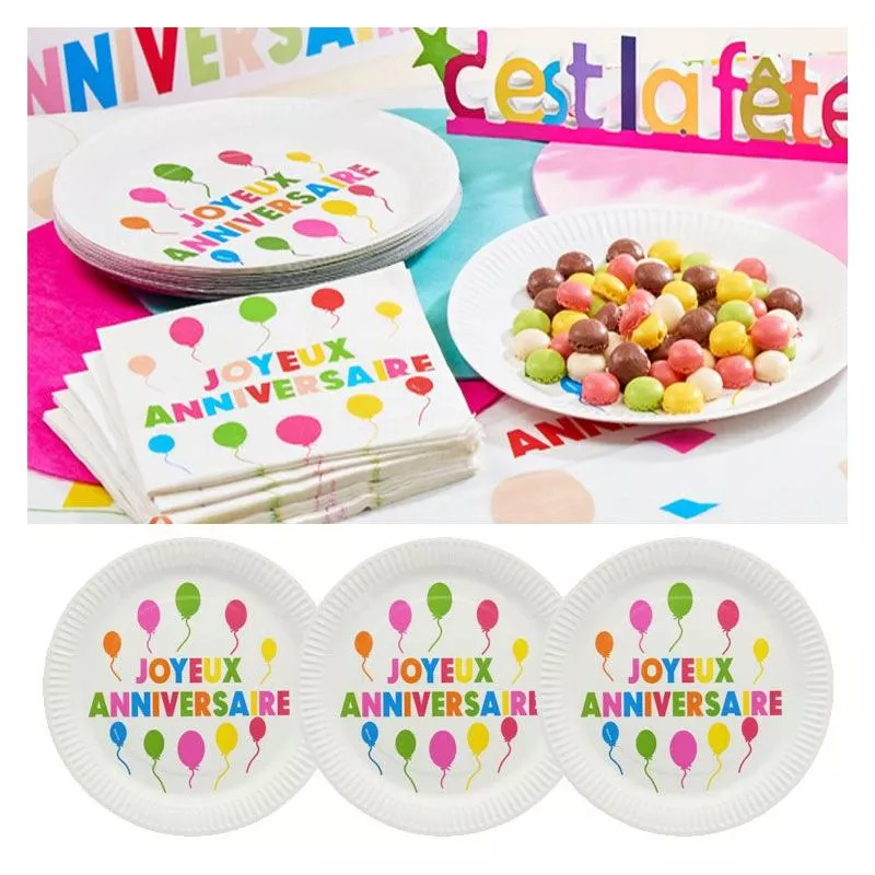 Assiette Carton Joyeux Anniversaire 10 Assiettes Jetable