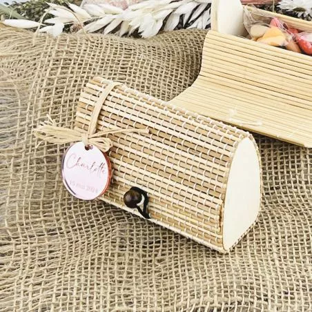 Boite bambou sac vintage naturel/Ivoire